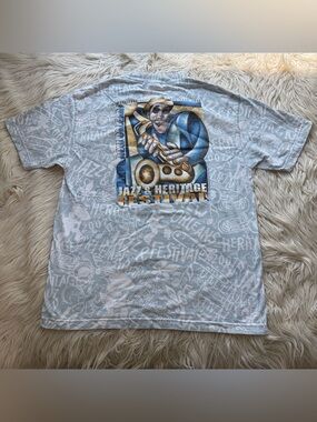 Y2K New Orleans Jazz & Heritage Festival All Over Print Graphic T Shirt Size L